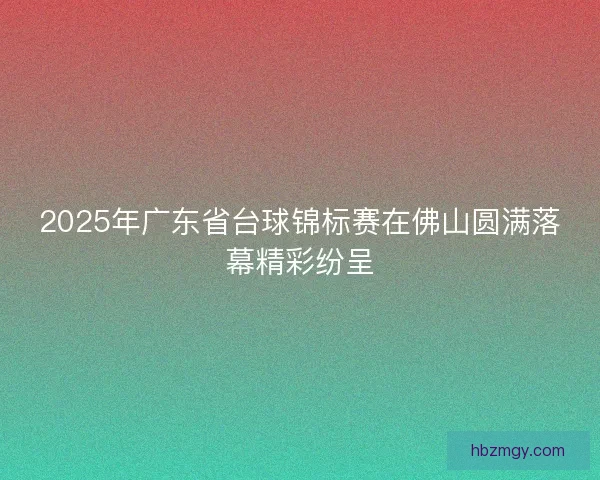 2025年广东省台球锦标赛在佛山圆满落幕精彩纷呈