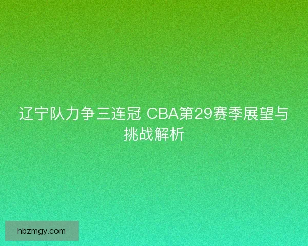 辽宁队力争三连冠 CBA第29赛季展望与挑战解析